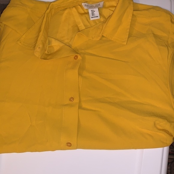 Rachel Zoe mustard long sleeve button front blouse - Picture 8 of 9